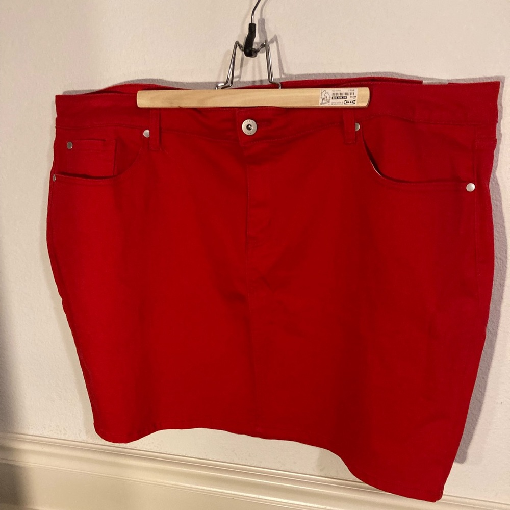 Torrid Plus Sized Red Denim Skirt